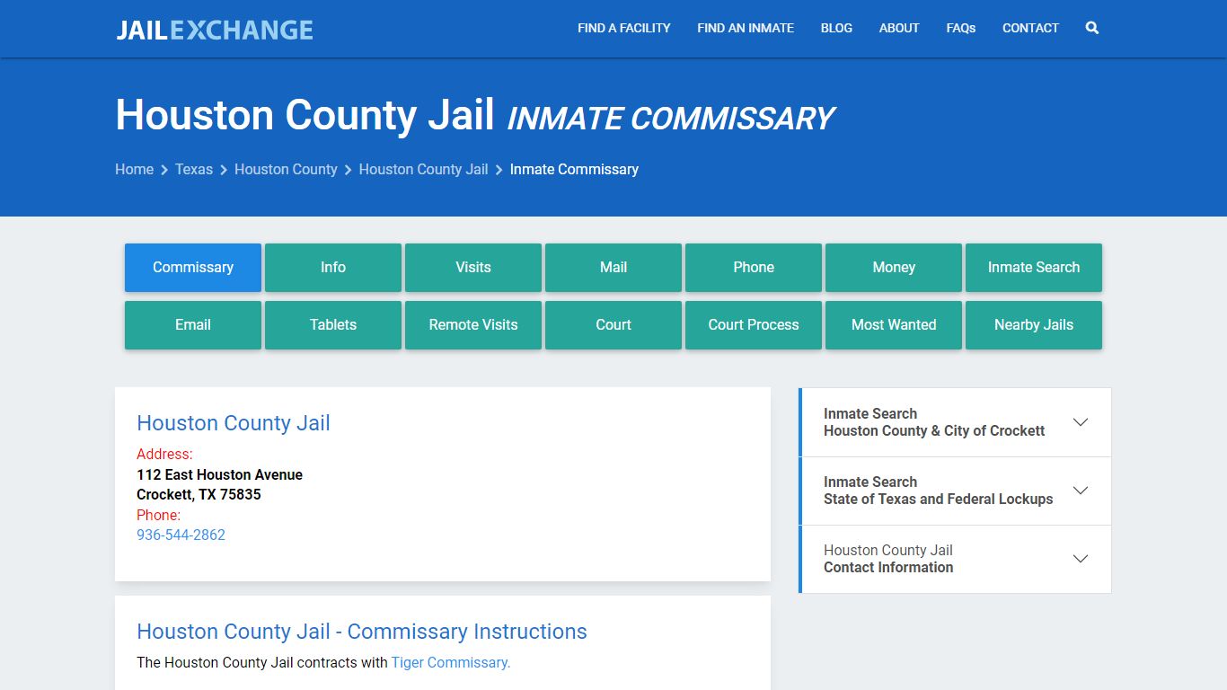 Inmate Commissary, Care Packs - Houston County Jail, TX